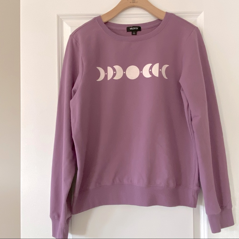 Wildfox Moon Phases Lavender Sweatshirt Stretchy